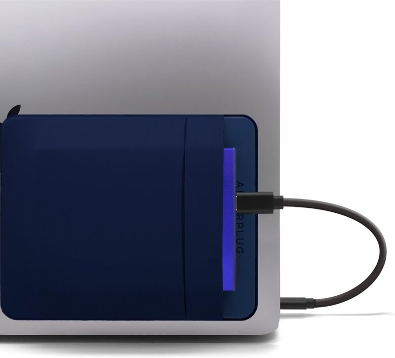Afterplug 2-Pocket Adhesive Pouch for Laptop, Compatible with External 2.5" HDD, SSD, Magic Mouse, USB Cable and More - Blue - Image 1